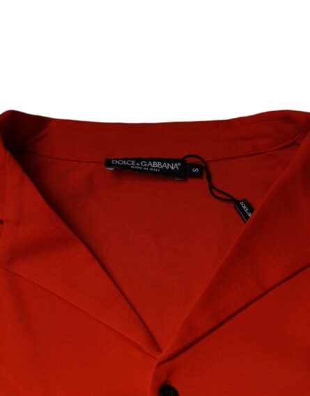 Orange Cotton Button Down Casual Polo Shirt - Image 7