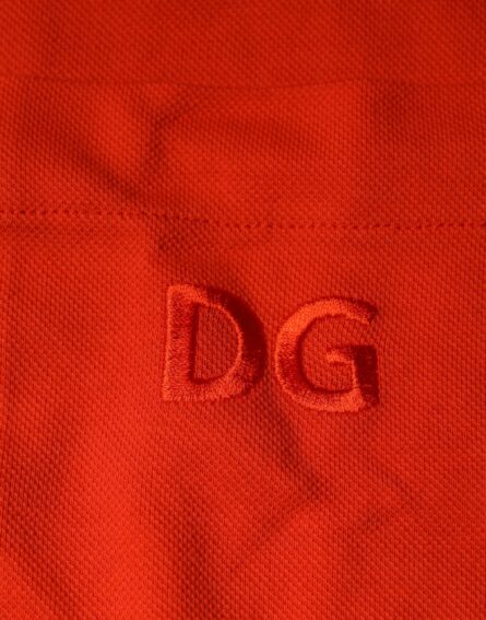 Orange Cotton Button Down Casual Polo Shirt - Image 8