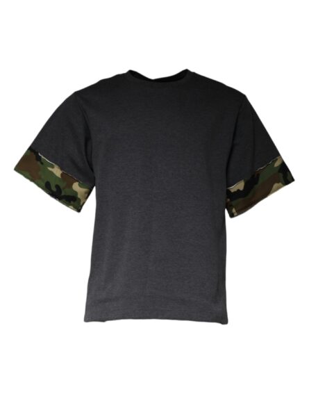 Dark Gray Camouflage Crew Neck T-shirt - Image 2