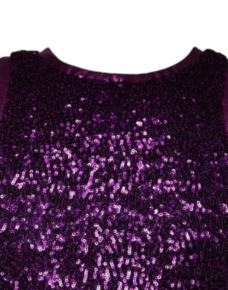 Purple Sequin Round Neck Sleeveless T-shirt - Image 3