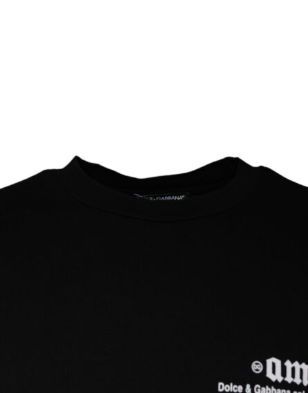 Black Amore Print Cotton Crew Neck T-shirt - Image 3