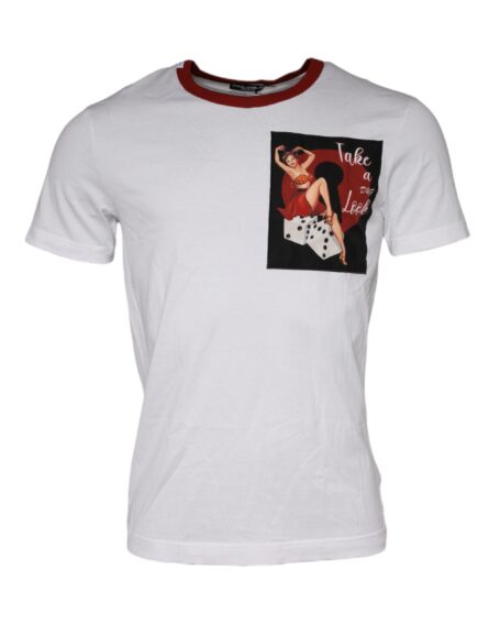 White Graphic Print Cotton Crew Neck T-shirt - Image 2