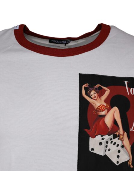 White Graphic Print Cotton Crew Neck T-shirt - Image 3