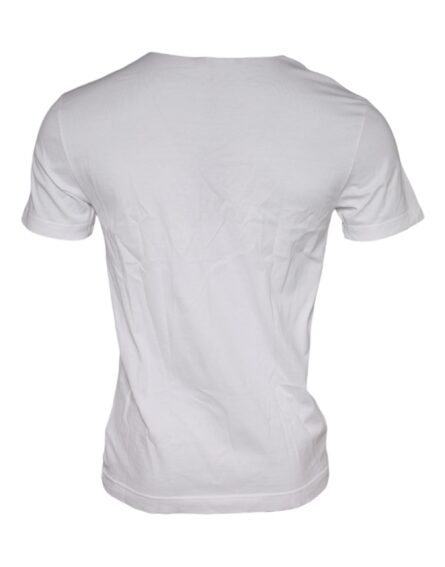 White Graphic Print Cotton Crew Neck T-shirt - Image 5