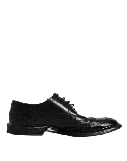 Black Leather Derby Wingtip Formal Shoes - Image 7