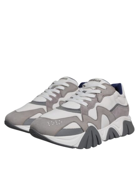 Grey Leather Neoprene Chunky Low Top Squalo Sneakers Shoes - Image 2