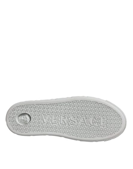 White Pink Greca Print Platform Low Top Sneakers Shoes - Image 7