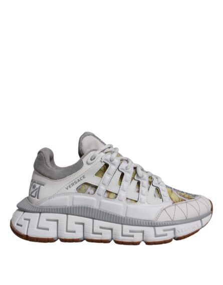 White Trigreca Barocco Print Low Top Sneakers Shoes - Image 5