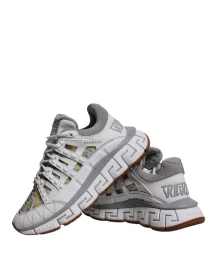 White Trigreca Barocco Print Low Top Sneakers Shoes - Image 8