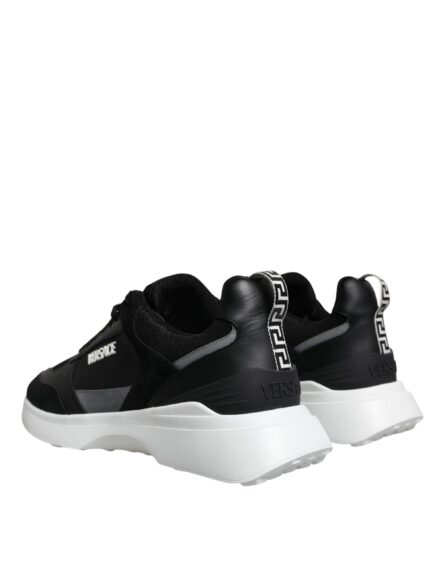 Black Canvas Quad Fabric Medusa Low Top Sneaker Shoes - Image 3