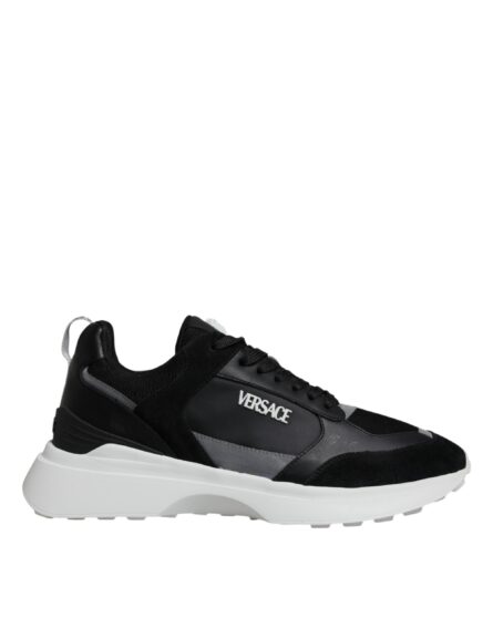 Black Canvas Quad Fabric Medusa Low Top Sneaker Shoes - Image 5