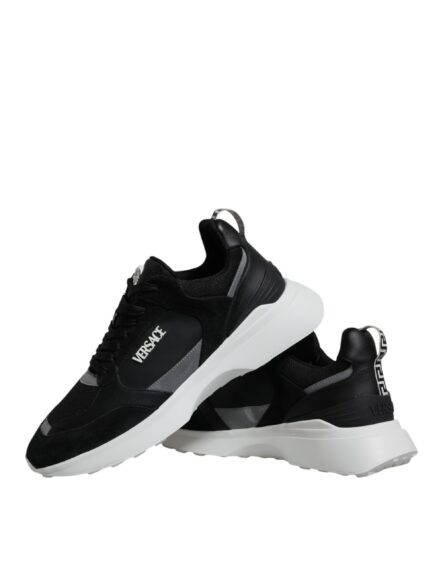 Black Canvas Quad Fabric Medusa Low Top Sneaker Shoes - Image 8