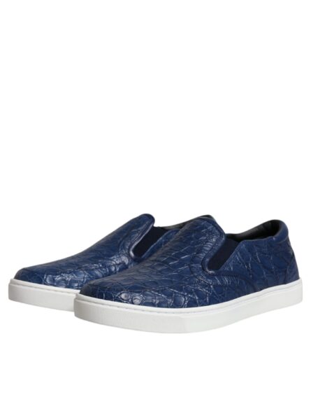 Blue Croc Exotic Leather Men Sneakers Shoes - Image 3