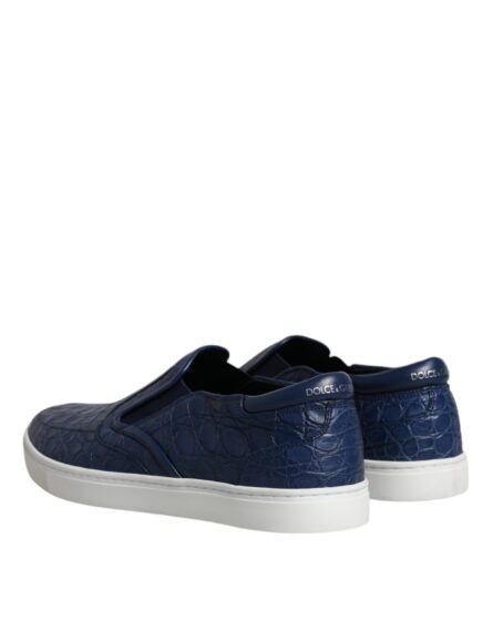 Blue Croc Exotic Leather Men Sneakers Shoes - Image 4