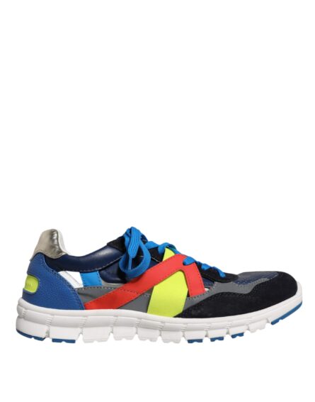 Multicolor Leather Suede Low Top Sneakers Shoes - Image 6
