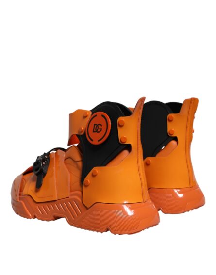 Orange Multi Panel Chunky High Top Sneakers Shoes - Image 3