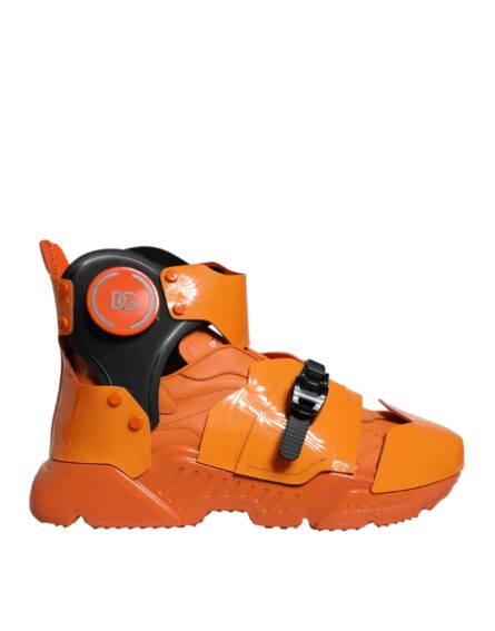 Orange Multi Panel Chunky High Top Sneakers Shoes - Image 6
