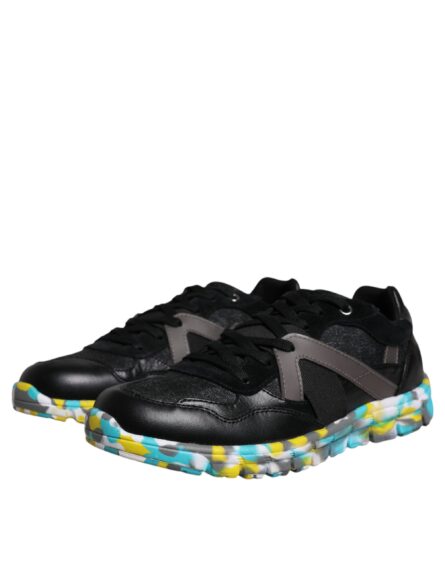 Black Polyester Low Top Men Sneakers Shoes - Image 2