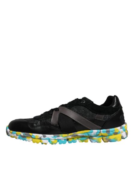 Black Polyester Low Top Men Sneakers Shoes - Image 4