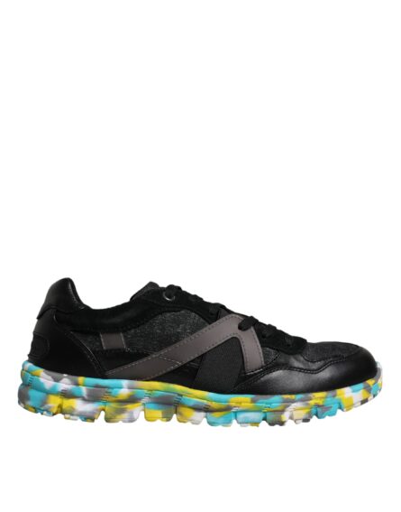 Black Polyester Low Top Men Sneakers Shoes - Image 5