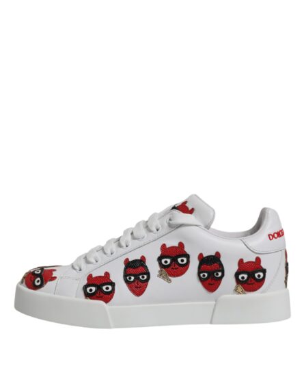 White Devil Face Portofino Sneakers Shoes - Image 5