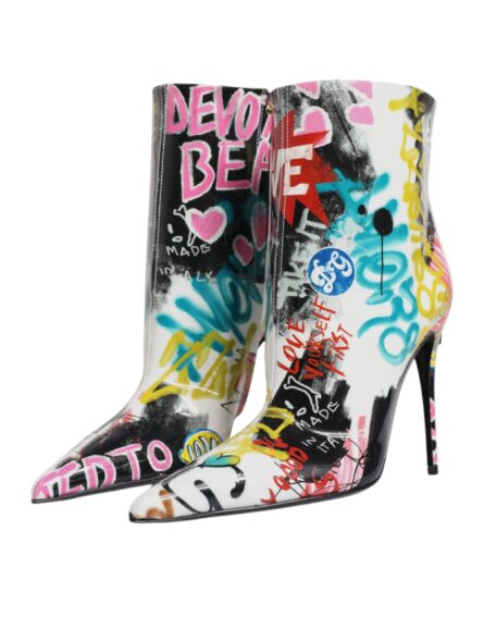 Multicolor Graffiti Keira Mid Calf Boots Shoes - Image 3