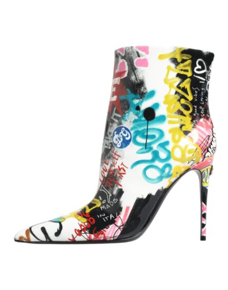 Multicolor Graffiti Keira Mid Calf Boots Shoes - Image 5