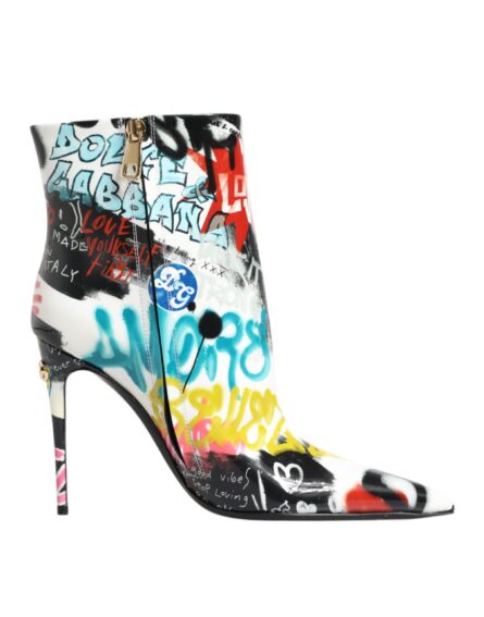Multicolor Graffiti Keira Mid Calf Boots Shoes - Image 7