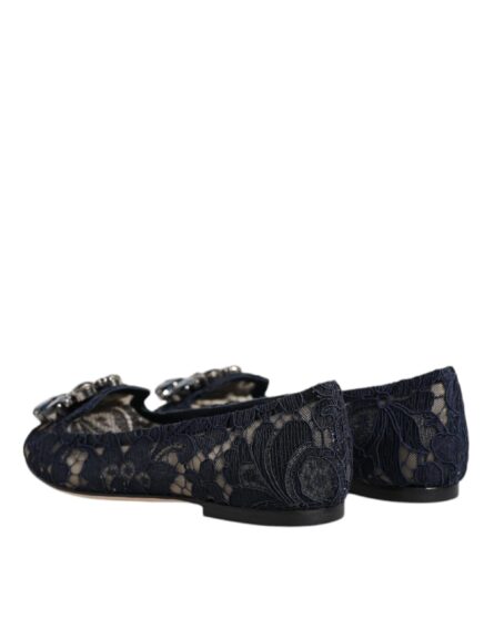 Blue Taormina Lace Crystals Flats Shoes - Image 4