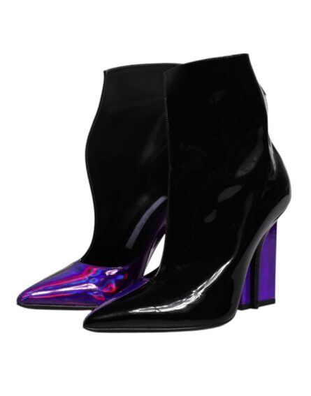 Purple Black Pointed Ankle Boots Shoes - Image 3