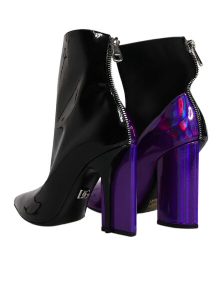Purple Black Pointed Ankle Boots Shoes - Image 4