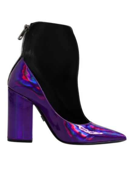Purple Black Pointed Ankle Boots Shoes - Image 8