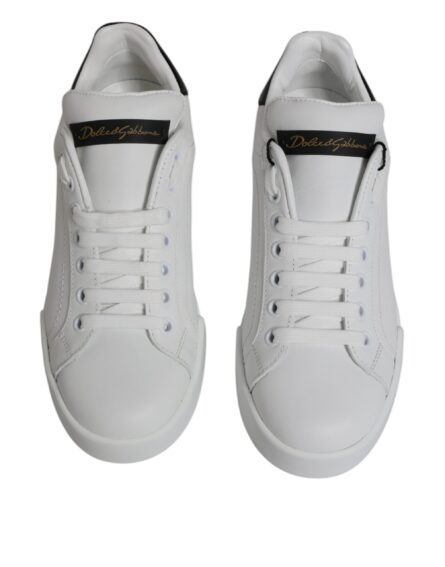 White Leather Classic Low Top Sneakers Shoes - Image 2