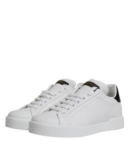 White Leather Classic Low Top Sneakers Shoes - Image 3