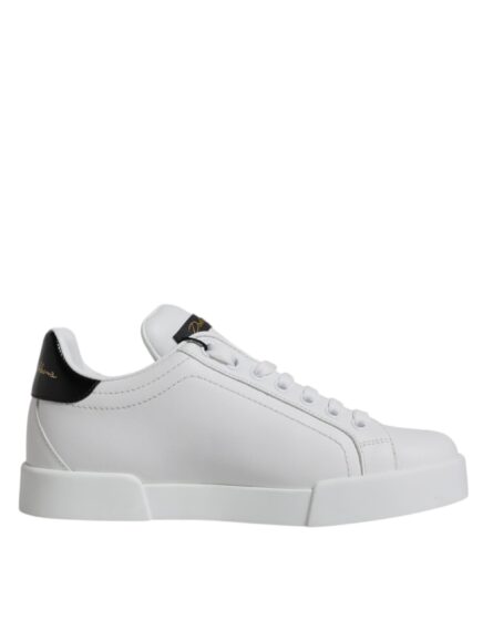 White Leather Classic Low Top Sneakers Shoes - Image 6