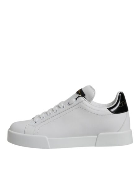 White Leather Classic Low Top Sneakers Shoes - Image 8
