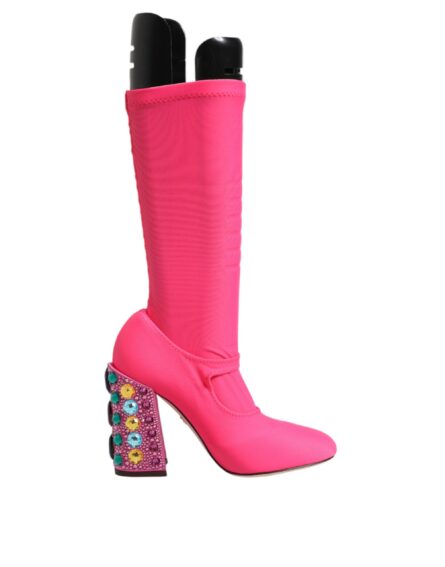 Pink Nylon Crystal Vally High Boots Shoes - Image 7