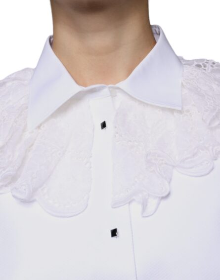 White Cotton Poplin Shirt Dress Blouse Top - Image 4