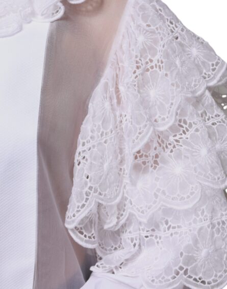 White Cotton Poplin Shirt Dress Blouse Top - Image 5