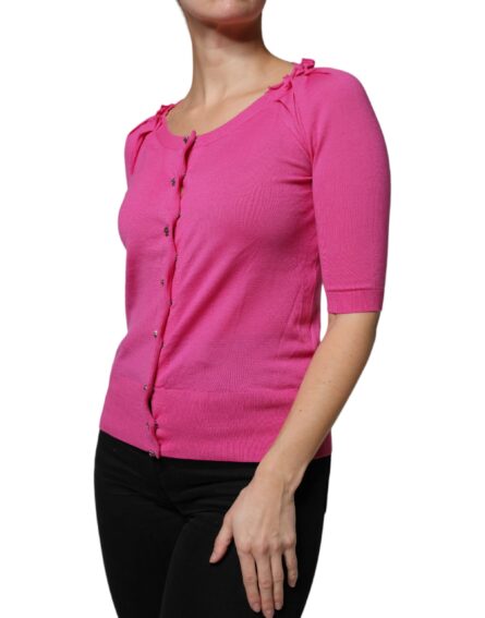 Pink Wool Button Down Cardigan Sweater - Image 3