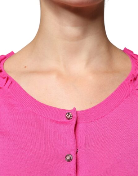Pink Wool Button Down Cardigan Sweater - Image 8