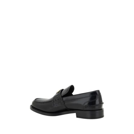 Black Leather Logo Loafers - Image 3