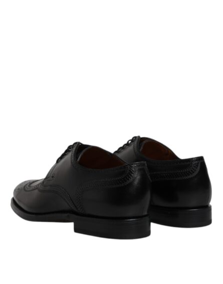 Black Leather Derby Wingtip Formal Shoes - Image 4