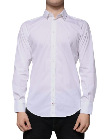 White Cotton Blend Men MARTINI Dress Shirt - Image 2