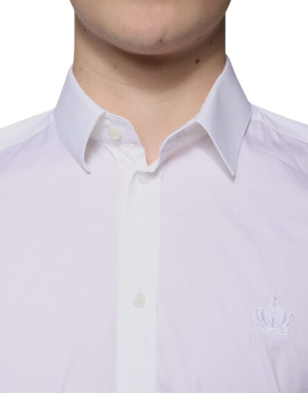 White Cotton Blend Men MARTINI Dress Shirt - Image 5