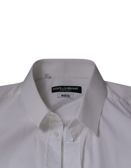 White Cotton Blend Men MARTINI Dress Shirt - Image 7