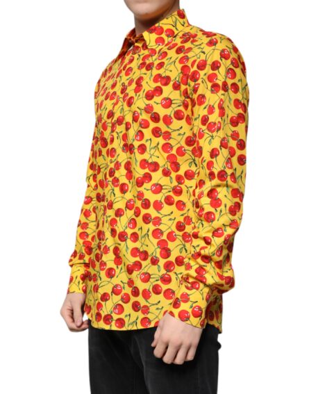 Yellow Cherry Cotton MARTINI Dress Shirt - Image 3