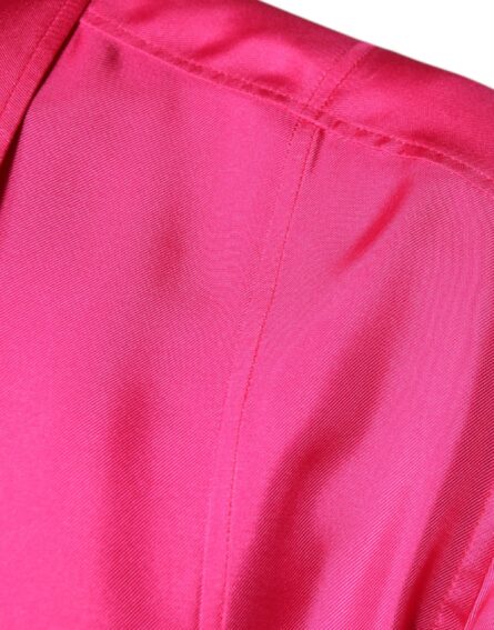 Pink Silk Collared Button Down Men Shirt - Image 6