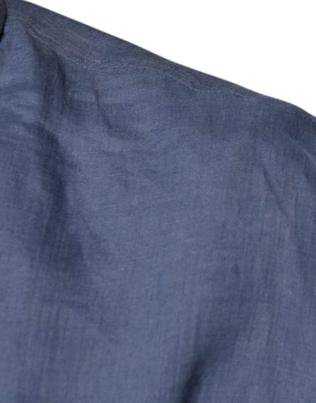 Blue Logo Long Sleeve Button Down Casual Shirt - Image 6
