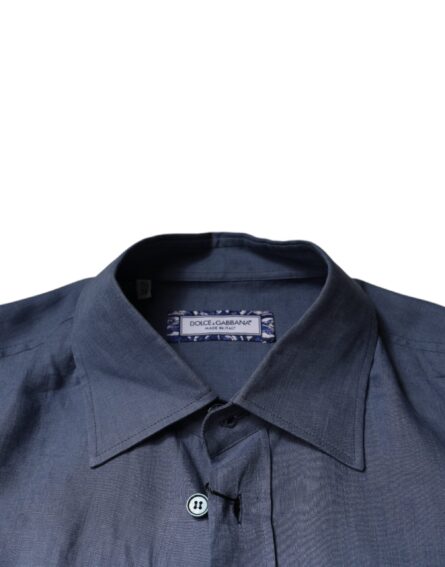 Blue Logo Long Sleeve Button Down Casual Shirt - Image 7